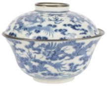 A Chinese bleu de Huê porcelain 'dragon' bowl and cover, made for the Vietnamese Court, mark and