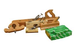 A collection of five Tischlerwerkzeuge E.C.E. Germany wooden wood working tools, including; a jointe