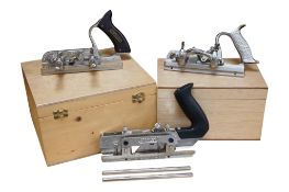 Three Combination planes, a Stanley 50s with a selection of cutters, a Stanley 12-250D contained wit