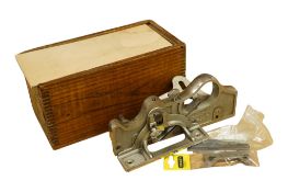 A boxed Stanley No.444 Dovetail (Tongue and Groove) Plane with nickel plated body, with a selection