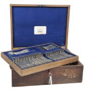 A canteen of Victorian silver fiddle pattern flatware, by George Adams