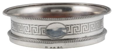 A George III silver mounted wine coaster, by John Emes