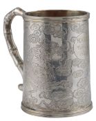 A late 19th century Chinese export white metal christening mug, engraved 'WAHM, (William Moule) Tenn