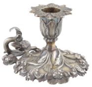 An early Victorian cast parcel silver chamberstick, maker DC