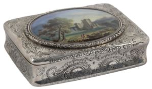 An early Victorian engraved silver and enamel snuff box, by R & S Garrard & Co
