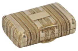A George III novelty silver gilt vinaigrette, modelled as a suitcase, by John Shaw
