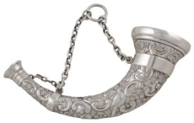 A Victorian novelty silver horn shaped vinaigrette, by Sampson Mordan & Co