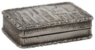 An early Victorian engine turned silver castle top vinaigrette, by Joseph Wilmore