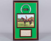 Racing plate worn by Karabas when winning the 1969 Washington DC International