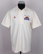 Allan Border off-white Queensland Cricket autographed short-sleeved shirt, c.1980s