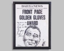 Floyd Patterson autographed Front Page Golden Gloves Award print