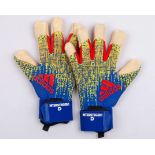 Marc-Andre Ter Stegen blue, yellow and red Adidas match worn goalkeeper gloves, March 2019