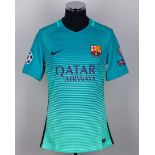 Lionel Messi match-issued No.10 Barcelona v. Paris Saint-Germain short-sleeved shirt, 2016-17