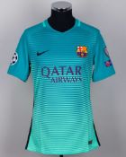 Lionel Messi match-issued No.10 Barcelona v. Paris Saint-Germain short-sleeved shirt, 2016-17