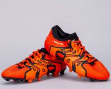 Jordi Alba orange and black Adidas X match worn football boots, October 2015