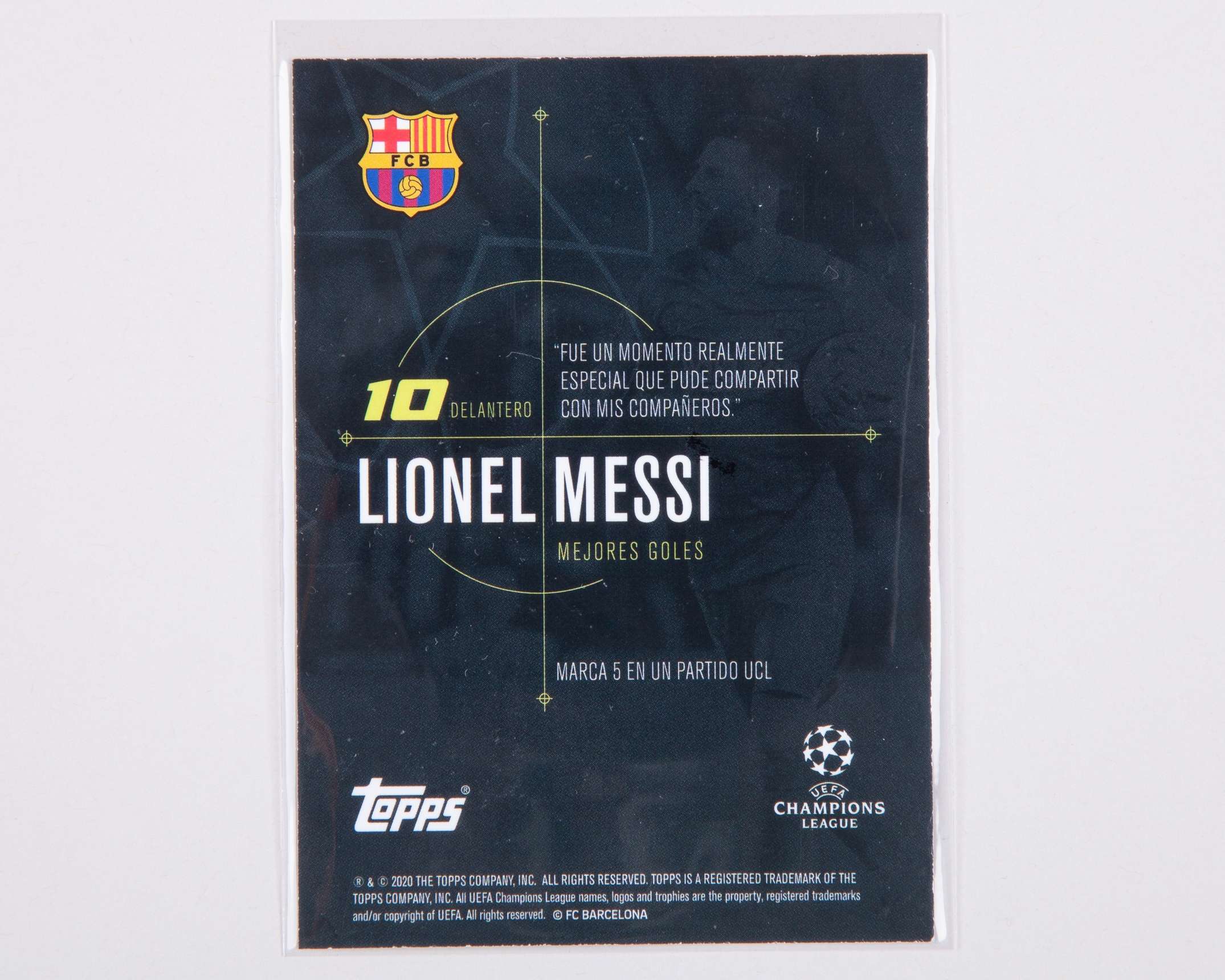 Lionel Messi autographed Barcelona Champions League Topps Mejores Goles trading card - Image 2 of 2