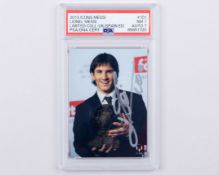 Lionel Messi autographed Icons No.101 Official Messi Card Collection PSA graded trading card