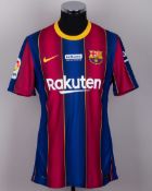 Lionel Messi match-issued No.10 Barcelona v. Valencia short-sleeved shirt, 2020-21 home