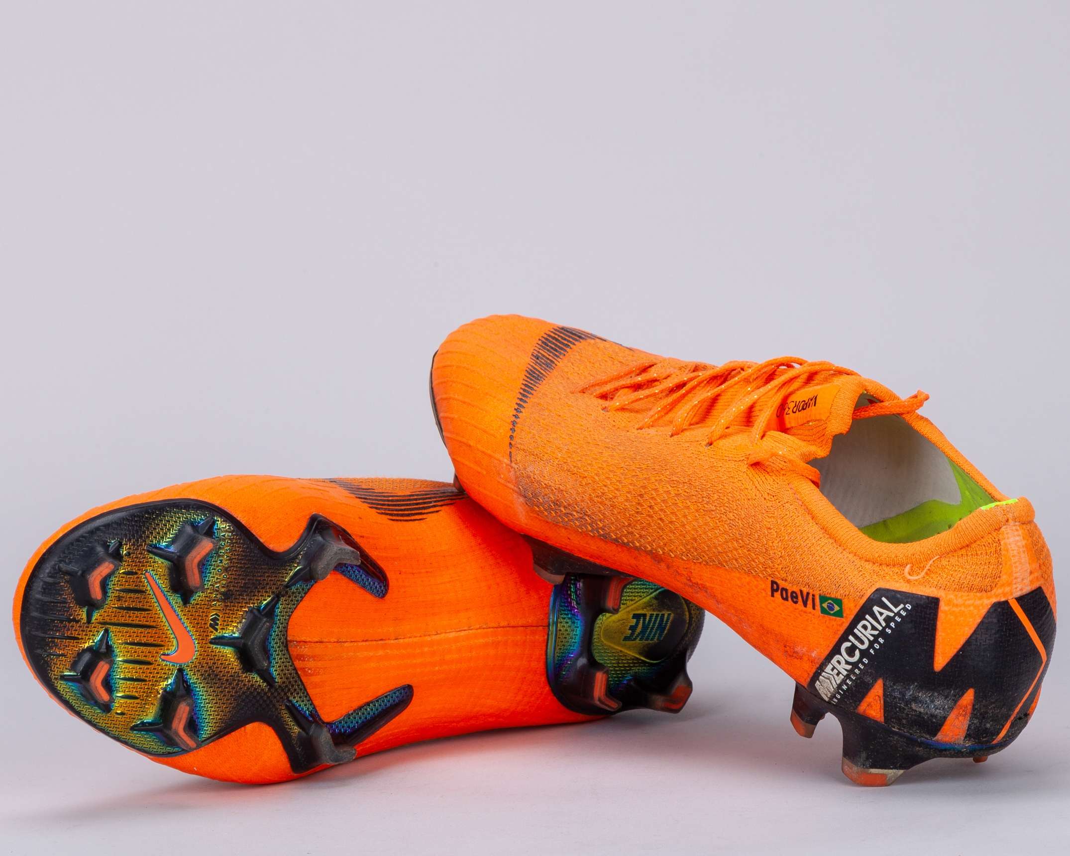 Paulinho orange Nike Mercurial Vapor 360 match worn football boots, April-May 2018 - Image 2 of 6