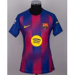 Lamine Yamal garnet and blue issued No.10 Barcelona short-sleeved shirt, 2025-26 home