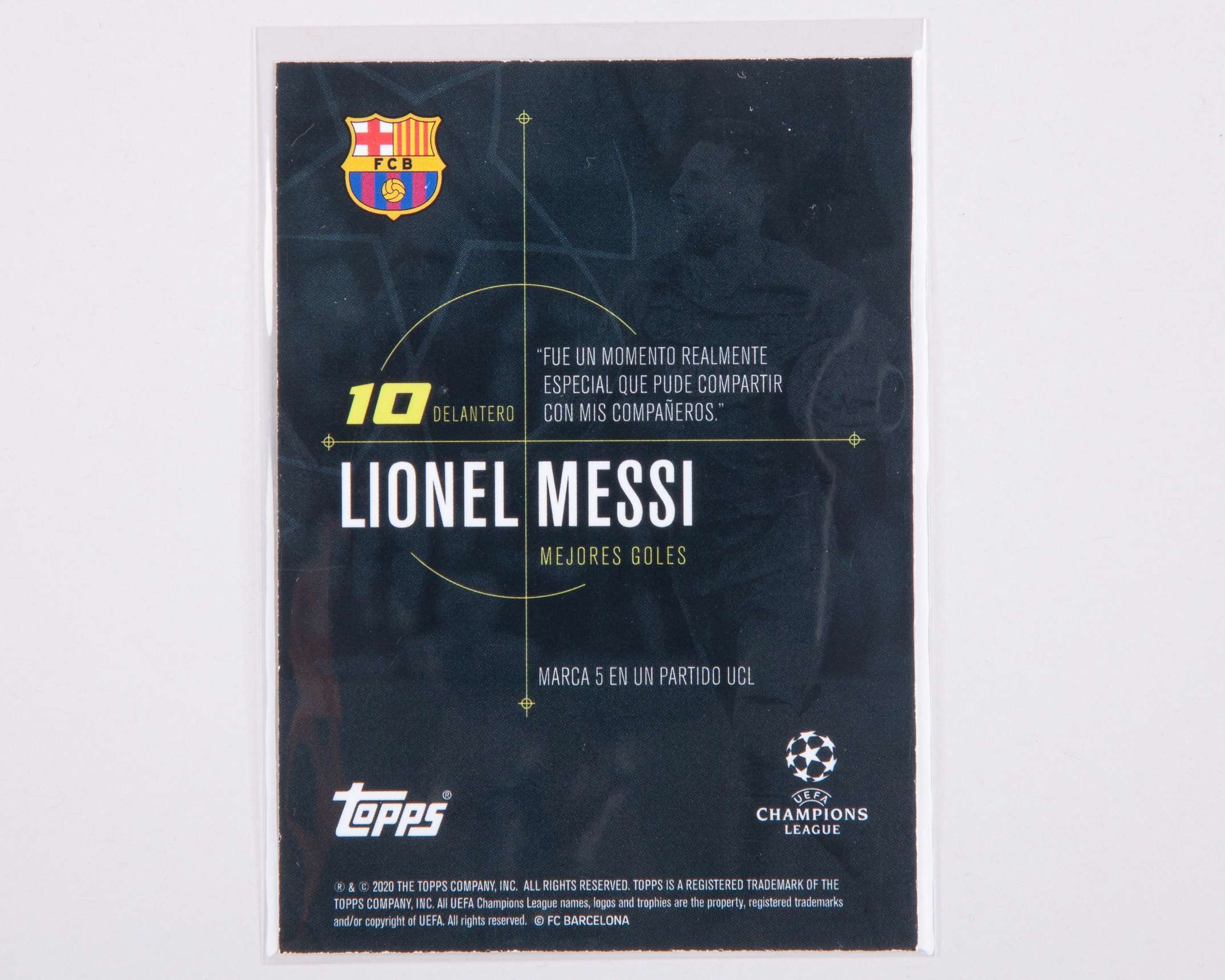 Lionel Messi autographed Barcelona Champions League Topps Mejores Goles trading card - Image 2 of 2