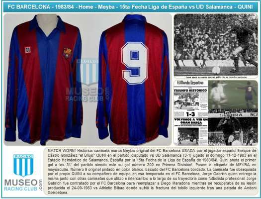 Enrique Castro Quini garnet and blue No.9 Barcelona match worn long-sleeved shirt, 1984 - Image 6 of 7