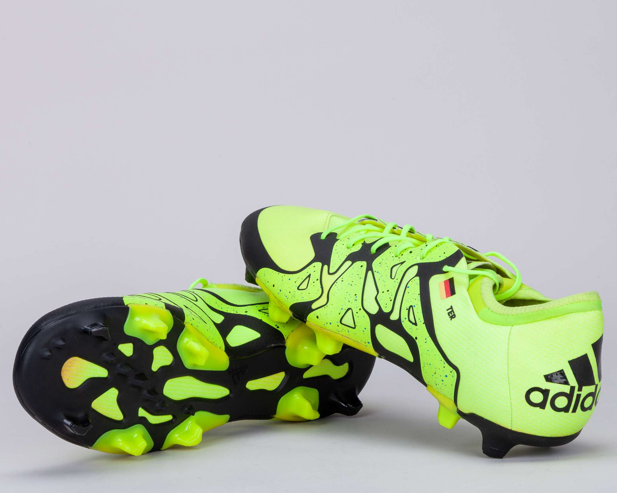 Marc-Andre Ter Stegen yellow and black Adidas X 15.1 issued football boots, August 2015 - Image 2 of 6
