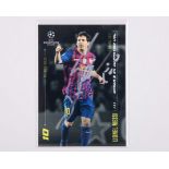 Lionel Messi autographed Barcelona Champions League Topps Mejores Goles trading card