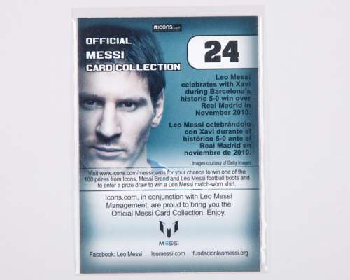 Lionel Messi and Xavi autographed Icons No.24 Official Messi Card Collection trading card - Image 2 of 2