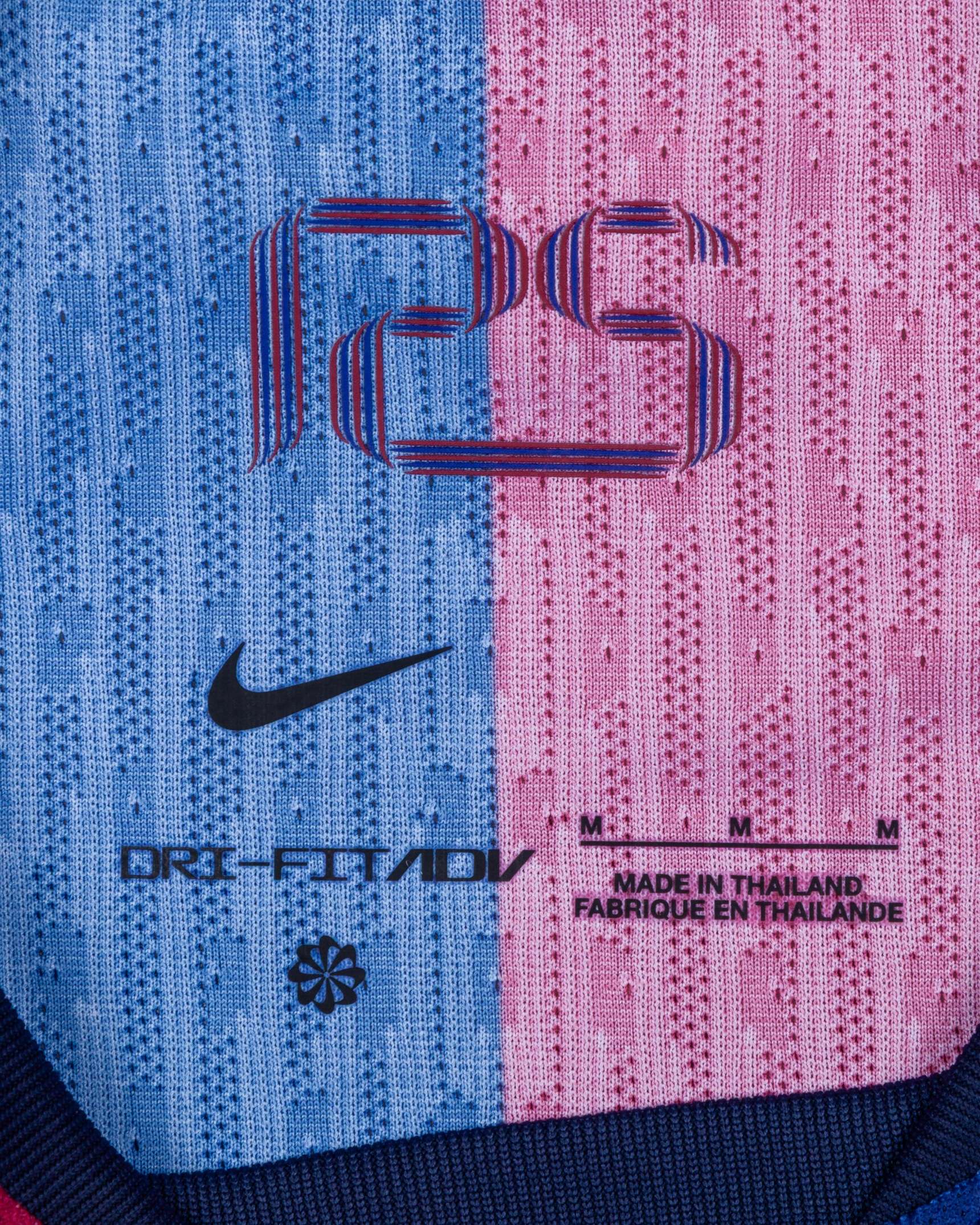 Lamine Yamal garnet and blue No.19 Barcelona v. Real Madrid match-issued El Clásico shirt - Image 4 of 5