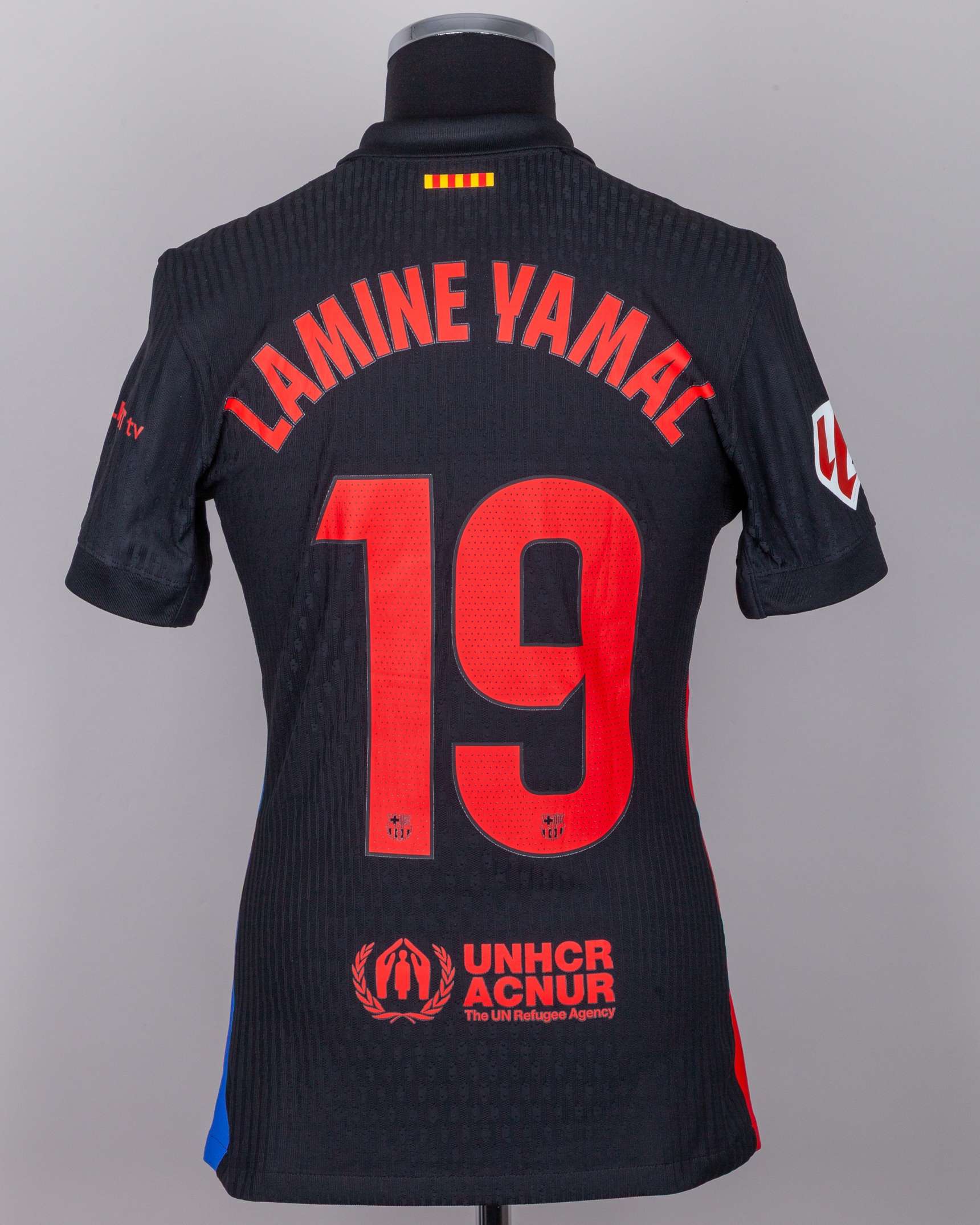 Lamine Yamal black, red and blue issued No.19 Barcelona short-sleeved shirt, 2024-25 away - Image 2 of 5