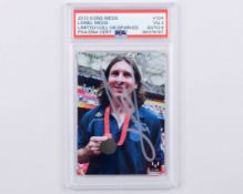 Lionel Messi autographed Icons No.104 Official Messi Card Collection PSA graded trading card