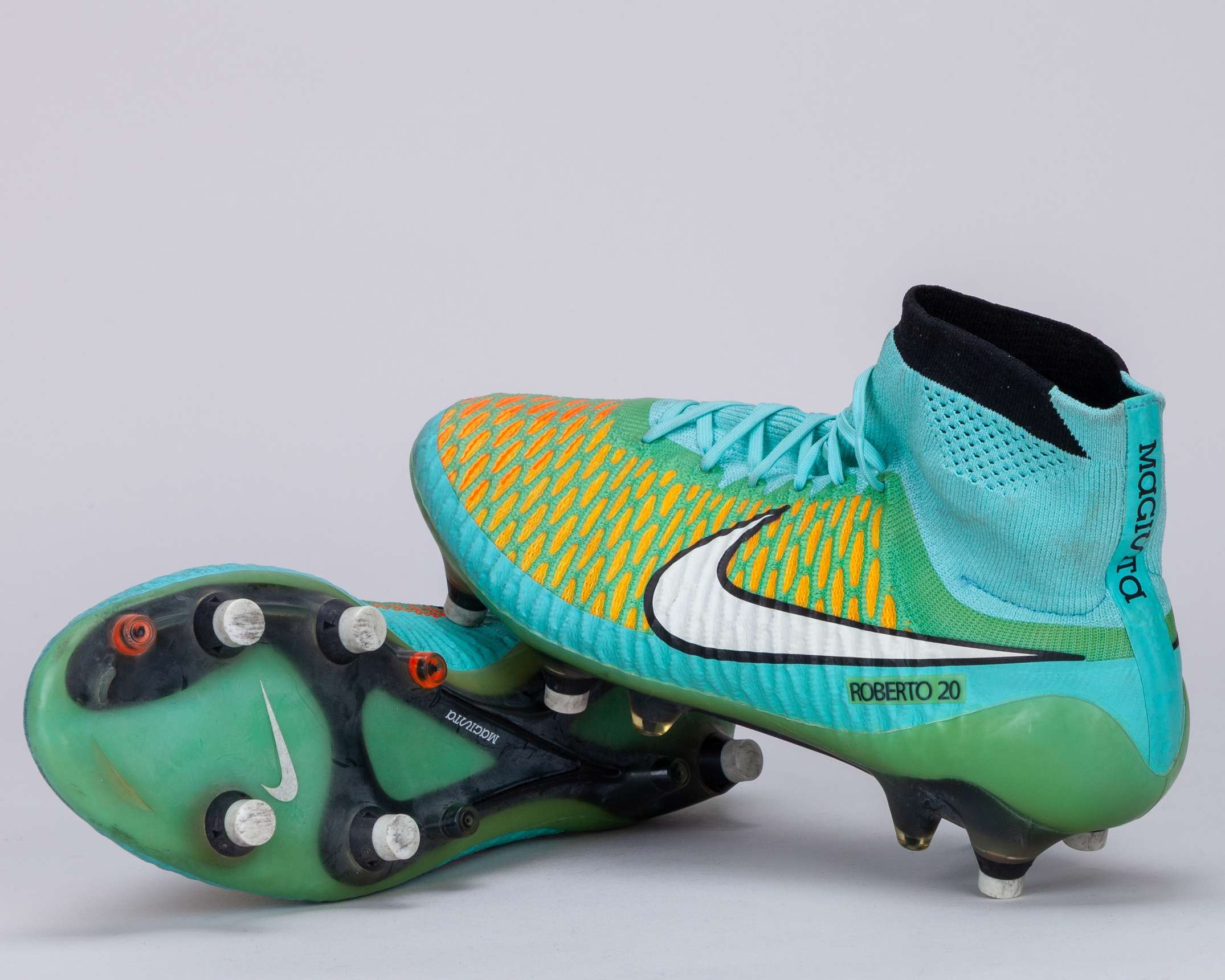 Sergi Roberto blue and orange Nike Magista match worn football boots, September 2014 - Image 2 of 6