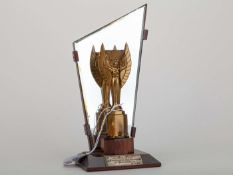 Pelé trophy relating to his last international match for Brazil v Yugoslavia, 18th July 1971