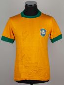 Pelé team-signed yellow Brazil No.10 shirt, circa 1970