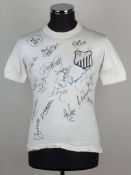 Pelé team-signed white Santos No.10 shirt, early 1970s