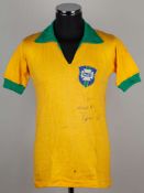 Pelé signed yellow Brazil No.10 shirt