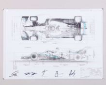 Mercedes-AMG Petronas Motorsport 2019 Signed Technical Drawing