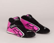 Romain Grosjean 2017 Haas F1 Signed Race Used Boots - Supporting Susan G. Komen Foundation