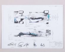 Mercedes-AMG Petronas F1 Team 2016 Signed Technical Drawing