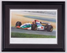 Eddie Irvine & Gary Anderson 1995 Jordan Peugeot J195 Signed Framed Print