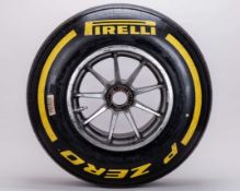 Max Verstappen 2021 Red Bull Racing Yellow Medium Compound Used Front Left Wheel & Tyre