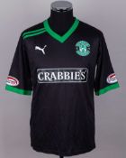 Ivan Sproule black No.17 Hibernian v. Rangers match worn short-sleeved shirt, 2011