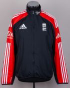 James Anderson blue and red England cricket tracksuit jacket
