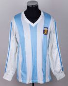 David Bisconti blue and white No.10 Argentina v. USSR long-sleeved shirt, 1991