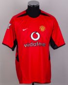 Ryan Giggs red and black No.11 Manchester United short-sleeved shirt, 2003-04