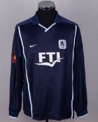 Thomas Hassler blue No.10 TSV Munich v. Energie Cottbus match worn long-sleeved shirt, 2000