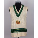 Dennis Lillee white Original Australia woollen sleeveless sweater worn by Lillee