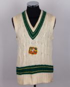 Dennis Lillee white Original Australia woollen sleeveless sweater worn by Lillee