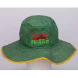 Stuart Broad green Leicestershire Foxes match worn autographed cricket sun hat